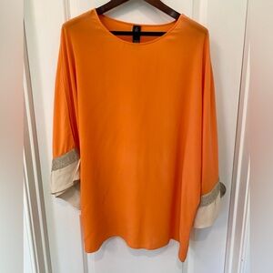 Chico's Black Label Orange Tunic with Cream and Gold Mesh Accents -Size 3 (XL)